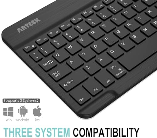 Arteck Universal Backlit 7-Colors Ultra Light Slim Portable Wireless Bluetooth 3.0 Keyboard for iOS iPad Pro, Air, Mini, Android, Windows Tablets PC Smartphone Built in Rechargeable 6-Month Battery 2