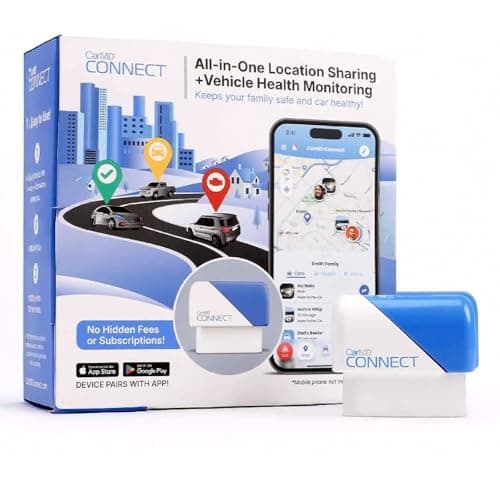 CarMD Connect – Real-Time Vehicle Location Sharing + Vehicle Health Monitoring | No Subscription | AI Auto Expert | Safety Alerts | Geofencing | Works on 1996+ OBDII Cars and Light Trucks