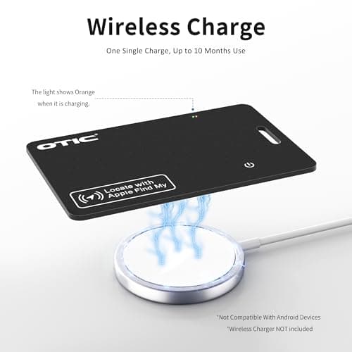 OTIC Wallet Tracker Card, Ultra-Thin 1.7MM Rechargeable Finder, Up to 10-Month Use, Works with Apple Find My (iOS), Locator for Wallet, Luggage, Passport, IP67 Waterproof, 1 Pack 4