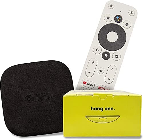 ONN Android TV 4K UHD Streaming Device with Voice Remote Control Google Assistant & High Speed HDMI Cable (100026240) Black 4