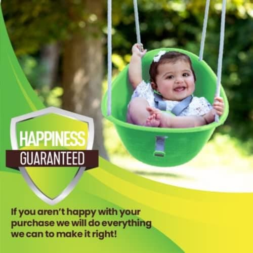 Swurfer Coconut Toddler Swing – Comfy Baby Swing Outdoor, 3-Point Adjustable Safety Harness, Secure, Safe Quick Click Locking System, Blister-Free Rope, Ages 9 Mos and Up, Green 5