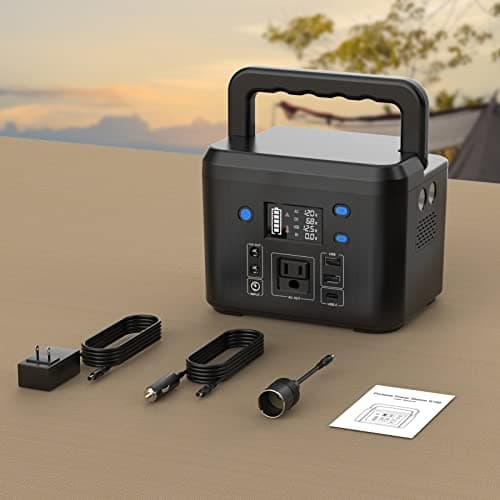 200W Portable Power Station, Powkey 120Wh/33,000mAh Power Bank with AC Outlet, 110V 6 Outputs Solar Generator External Battery Pack with LED Light for Home Use and Outdoor Camping 2