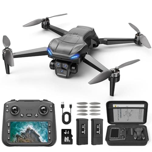 Naseto GPS Drone with 4k camera for adults, 4.5’’ LCD Screen Controller, Brushless Motor, 60-Min Flight Time with 2 Batteries, SD Card Included, 5G FPV Quadcopter with Smart Return, Great Gift for Beginners