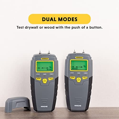 General Tools MMD4E Digital Moisture Meter, Water Leak Detector, Moisture Tester, Pin Type, Backlit LCD Display With Audible and Visual High-Medium-Low Moisture Content Alerts, Grays 3