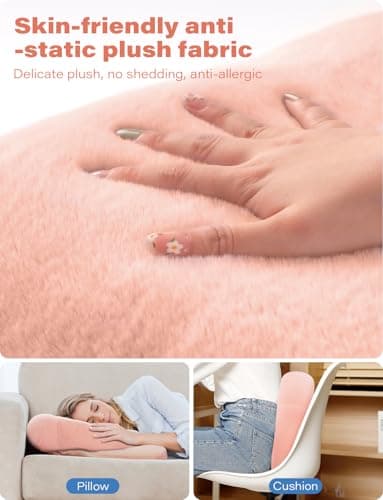 TAZENI Tablet Kindle Pillow Stand Holder with 2 Trays Fit 4''-13'' Phone/Tablet/Kindle iPad Holder Stand for Bed with Soft Plus Fabric Reading Accessories Gift, Pink 5