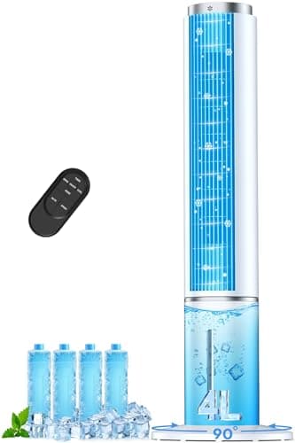 COOLECH 42 INCH Windowless Portable Air Conditioners w/4 Modes & 3 Speeds, 1-Gal Tank for 15H Cooling, 12H Timer, Swamp Cooler Air Conditioner No Window Needed, 90° Oscillating AC Unit for Bedroom