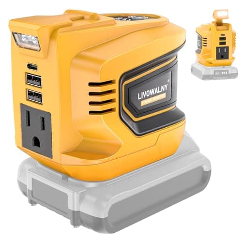Real 200W Power Inverter Compatible With Dewalt, DC 20V to AC 110-120V Battery Inverter, LIVOWALNY Portable Power Station Generator, Charger Adapter Battery Powered with 2 USB & 1 Type-C & 1 AC Outlet