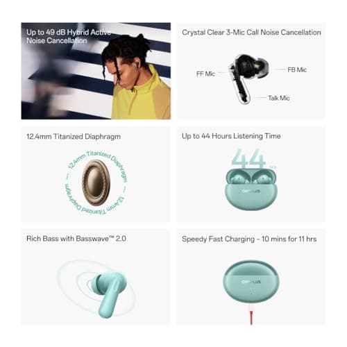 OnePlus Nord Buds 3 Pro Wireless Earbuds, 12.4mm Drivers in-Ear Buds, Tri-Mics Earphone, Up to 49dB Adaptive Noise Cancellation, Up to 44Hrs Battery 3