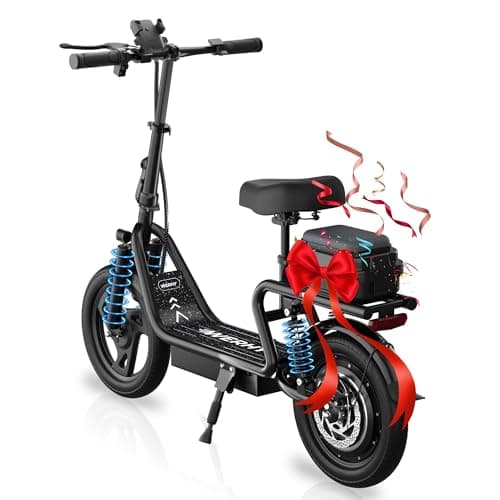 WERHY Electric Scooter with Seat, 500W Motor, 14'' Tires, Top Speed 22 mph, Max 27 Miles Ranges, Foldable E-Scooter with Suspension, Digital Display