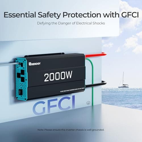 Renogy Inverter P2 2000W Pure Sine Wave Inverter 12V DC to 110V AC Converter, Off-Grid Solar Power Inverters for Vehicles, Truck, RV, Home, with Built-in 5V/2.1A USB / Hardwire Port, Remote Controller 5