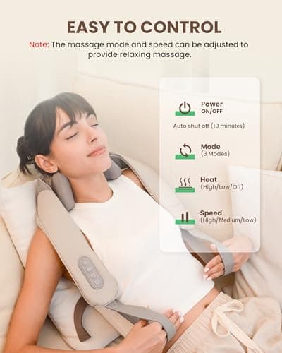 Heycool Cordless Neck Massager with Heat, FSA Eligible HSA 4D Deep Kneading Neck Shoulder Massager for Pain, Wireless Shiatsu Back Massager Pillow, Gifts for Men, Women Rechargeable 6