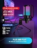 FIFINE Gaming USB Microphone for PC PS5, Condenser Mic with Quick Mute, RGB Indicator, Tripod Stand, Pop Filter, Shock Mount, Gain Control for Streaming Discord Twitch Podcasts Videos- AmpliGame 5