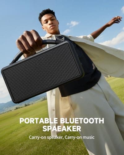 DINDIN Portable Bluetooth Speaker: 80W (Peak), 20H Playtime, Loud Wireless Wood Speakers with Bass, AUX and USB Input, Subwoofer, TWS Pairing, Vintage Speaker for Outdoor, Home, Office (Black) 3