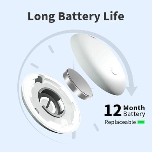 Smart Finder Compatible with Apple Find My (iOS Only), IP65 Waterproof and Replaceable Battery, Bluetooth Tracker Item Locator for Key Wallet Backpack Luggage Bike, 2 Pack, White (Not for Android) 4