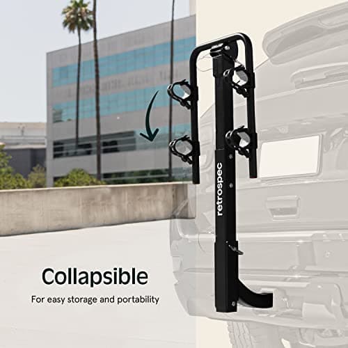 Retrospec Lenox 2-5 - Bike Hitch Rack for Cars, Trucks, SUVs with 2” Hitch | Foldable Steel Frame with Anti-Rattle Adapter, Tie Down Cradles and Straps - Fits Most Frames, Black 3