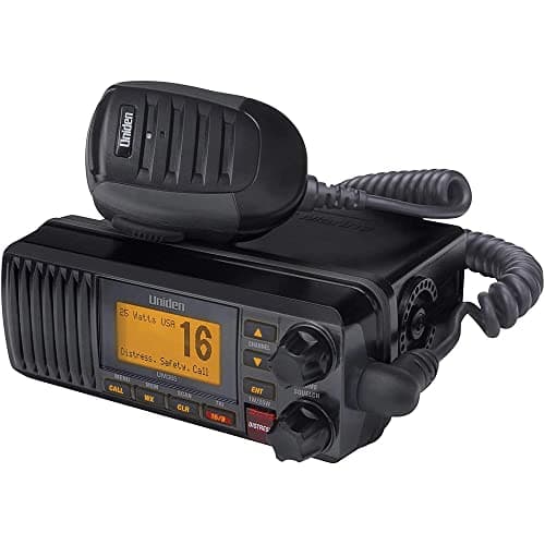 Uniden UM385BK 25 Watt Fixed Mount Marine VHF Radio, Waterproof, Noaa Weather Alert, All USA/Intl/Canadian Marine Channels 2