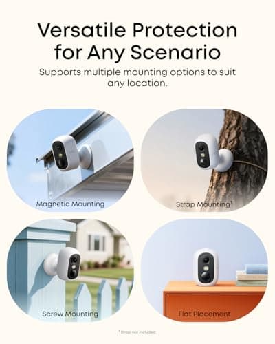 eufy Security eufyCam C35 4-Cam Kit, Wireless Security Indoor/Outdoor Camera, Magnetic Mount, Color Night Vision, Local Storage, No Monthly Fee, IP67, Facial Recognition, Solar Panel Compatible, White 3
