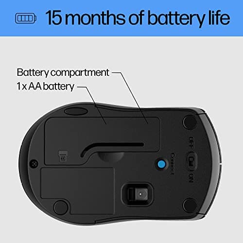 HP X3000 G3 Wireless Mouse - Black, 15-Month Battery, Side Grips for Control, Travel-Friendly, Blue LED, Powerful 1600 DPI Optical Sensor, Compatible with Wins PC/Laptop, Mac, Chromebook (683N7AA) 3