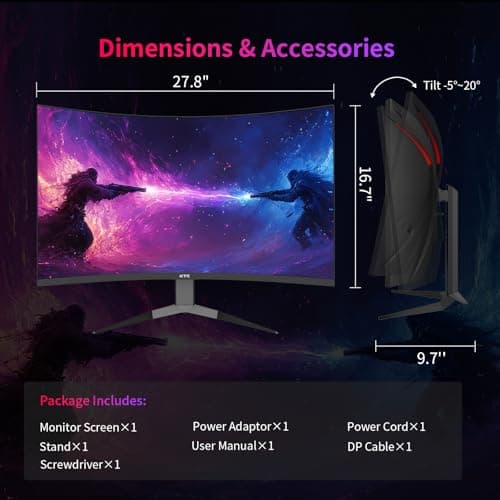 KTC 32Inch 240Hz Curved Gaming Monitor, 1000R VA, QHD(2560x1440p), 4000:1 Contrast, Support FreeSync GSync, HDMI2.0(144hz)/DP1.4(240hz)/Earphone, Tilt, Xbox PS5 Switch, 2K Computer Monitor for Gamer 5