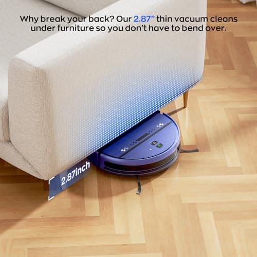Robot Vacuum and Mop Combo, 2-in-1 Mopping Robot Vacuum Cleaner with 2300Pa Suction, 2.87'' Slim Design, Wi-Fi/App/Voice Control, 3D Obstacle Avoidance&Self-Charging for Hard Floors, Carpets, Pet Hair 4
