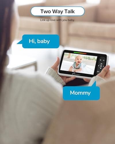 iFamily Baby Monitor - Large 5" Screen with 30Hrs Battery Life - Remote Pan-Tilt-Zoom;No WiFi, Two-Way Audio, Night Vision, Temperature, Lullabies, 960ft Long Range Baby Monitor with Camera and Audio 4