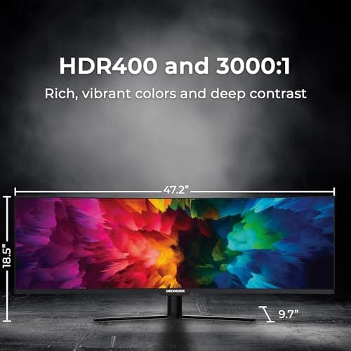 Deco Gear 49” Curved Business & Gaming Ultrawide Monitor (32:9 WDFHD 3840×1080), 144Hz, HDR400, VA Panel, 4ms, Adaptive Sync, USB-C 65W, HDMI/DP, PBP/PIP, KVM, Height-Adjustable Stand 5