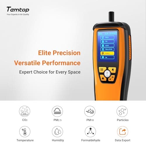 Temtop Air Quality Monitor CO2 Detector Professional Carbon Dioxide PM2.5 PM10 Formaldehyde Temperature and Humidity Monitor w/Audio Alarm Data Export (M2000 2nd) 3