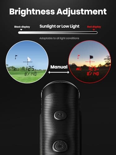 ACEGMET Golf Rangefinder with Slope & Coach Mode - Red & Black Display Laser Range Finder, Hybrid-pwr Rechargeable, 7X Magnification, 0.1s Flag Pin Locking Vibration, 1300 Yards, Magnet 4