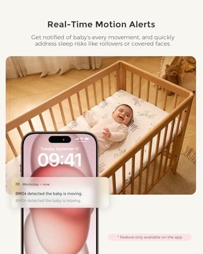 Momcozy Smart WiFi Baby Monitor with Camera and Audio, 5" 1080P Screen with Wall Mount, Motion & Cry Detection, Safe Fence, Clear Night Vision, 5000mAh Battery, 2-Way Talk, Photo & Video Recording 3