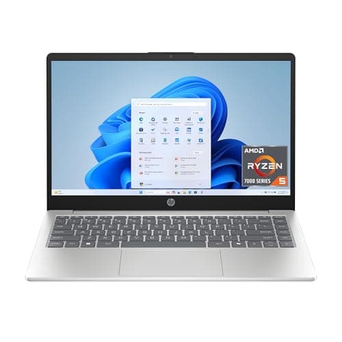 HP 14 inch Laptop, HD Touchscreen Display, AMD Ryzen 5 7520U, 8 GB RAM, 512 GB SSD, AMD Radeon Graphics, Windows 11 Home, Natural Silver, 14-em0499nr