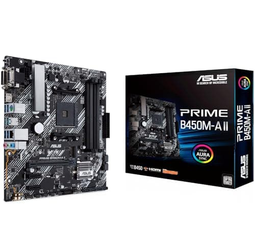 ASUS Prime B450M-A II AMD AM4 (Ryzen 5000, 3rd/2nd/1st Gen Ryzen Micro ATX Motherboard (128GB DDR4, 4400 O.C.), NVMe, HDMI 2.0b/DVI/D-Sub, USB 3.2 2, BIOS Flashback, and Aura Sync)