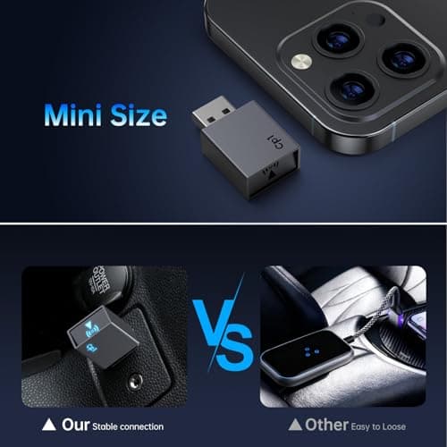 CNDPSTE Wireless CarPlay Adapter for iPhone[2025 Upgrade]Convert Wired to Mini Wireless Bluetooth Car Play Adapter, Plug and Play Stable Connection Compatible for Cars from 2016 & iOS 10+,USB A/Type C 2