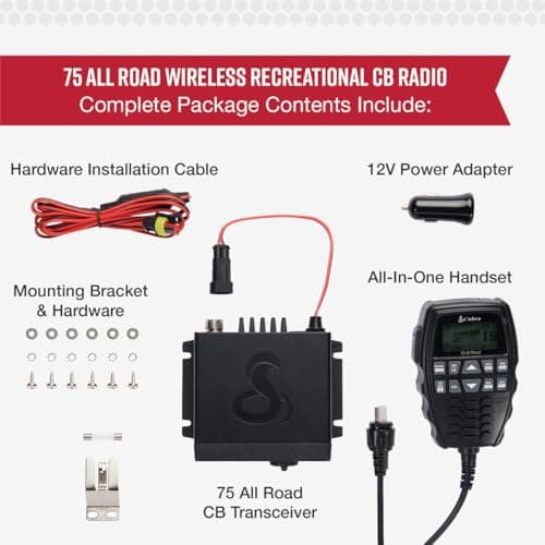 Cobra 75 All Road Wireless CB Radio - Dual-Mode AM/FM, Full 40 Channels, Bluetooth Connectivity, Digital Noise Cancellation, Waterproof, Instant Channel 9, 4-Watt Output, Easy to Operate, Black 5