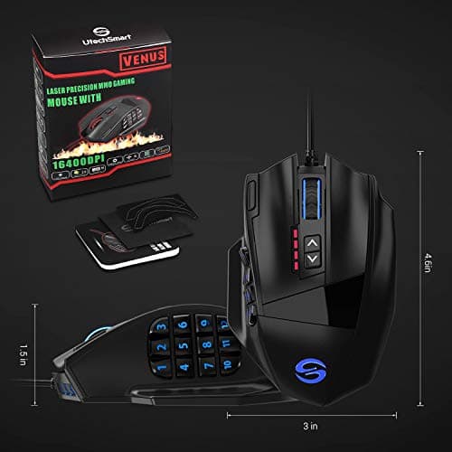 UtechSmart Venus Gaming Mouse RGB Wired, 16400 DPI High Precision Laser Programmable MMO Computer Gaming Mice [IGN's Recommendation] 4