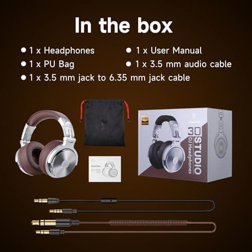OneOdio Pro-30 Over Ear Headphone, Wired Premium Stereo Sound Headsets with 50mm Driver, Foldable Comfortable Headphones with Protein Earmuffs and Shareport for Recording Monitoring Podcast PC 5