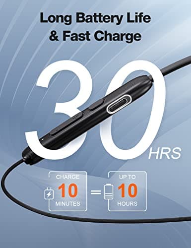 Rythflo Bluetooth Headphones,V5.2 Wireless Bluetooth Earbuds w/Mic in-Ear Magnetic Neckband Earphone 30Hrs Playtime, IPX7 Sweatproof Deep Bass Headset for Phone Call Music Sports 2