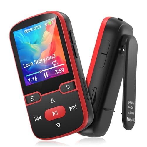 64GB MP3 Player Bluetooth 5.3 with Clip, HiFi Sports Music Player, 1.5 Inch Screen MP3 Player for Kids with Physical Buttons, FM Radio/Pedometer/Voice Recorder, Weighs Only 28g, TF Card Up to 128G