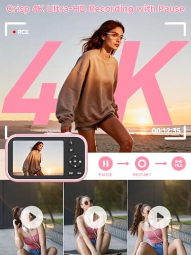 Digital Camera, 48MP 4K Compact Digital Camera with Auto Focus, Point and Shoot Camera with Beauty Mode, Anti-Shake, 32GB Card, Card Reader, Portable Travel Camera for Teens Beginners 2