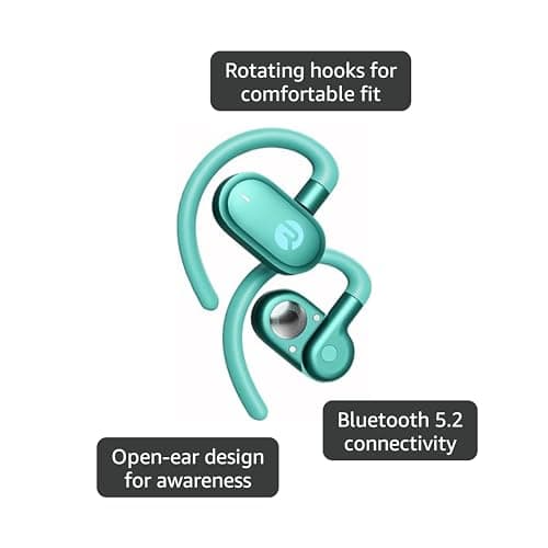 Raycon Fitness Open Earbuds – True Wireless Open Ear Bluetooth Headphones, Hook Design, IPX5 Water Resistant, 40 Hours of Battery Life (Mint) 4