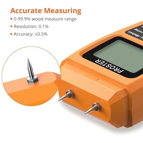 Proster Wood Moisture Meter - Digital Moisture Detector Moisture Tester, Pin-Type Moisture Detector Damp Tester for Wood Firewood Paper Floor 3