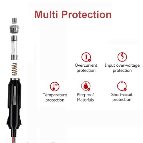 Carviya Cigarette Lighter Male Plug Adapter Inverter Cable Power Supply Cord 12V/24V 3FT 16AWG with LED Light for Car Inverter,Air Pump, Electric Cup DIY 5