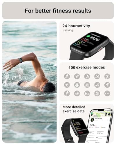 Tensky Smart Watch for Men/Women Android & iPhone, Alexa Built-in, 1.8" Touch Screen Fitness Tracker with Answer/Make Calls, 3ATM Waterproof Heart Rate/Sleep/SpO2 Monitor, Pedometer, 100+ Sport Modes 5