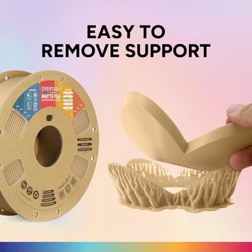 OVERTURE Matte PLA 3D Printer Filament 1.75mm, Matt Surface & Low Warping Filament 1kg Spool (2.2 lbs), Accuracy +/- 0.02 mm, Fit Most FDM Printers (Matte Light Brown) 6