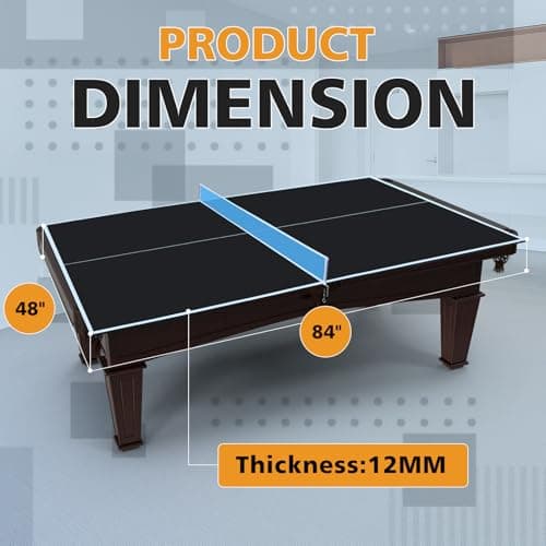 Ping Pong Table Top for Billiard Table, 7FT/8FT/9FT Foldable Table Tennis Table Topper for Pool Table, Indoor Outdoor Table Tennis Conversion Top w/Net & Premium Foam Padding (Black, 7x4 FT) 8