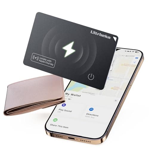 Ultrbeka Ultra-Thin Air Tag Wallet Tracker Card 0.07in IP68 Waterproof Bluetooth Tracker for Wallets, Passport, Work with Apple Find My, Wireless Charging, Card Locator [Apple MFi Certified] iOS Only