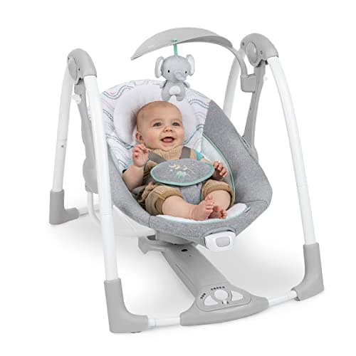 Ingenuity ConvertMe 2-in-1 Compact Portable Automatic Baby Swing & Infant Seat, Battery-Saving Vibrations, Nature Sounds, 0-9 Months 6-20 lbs (Swell) 5