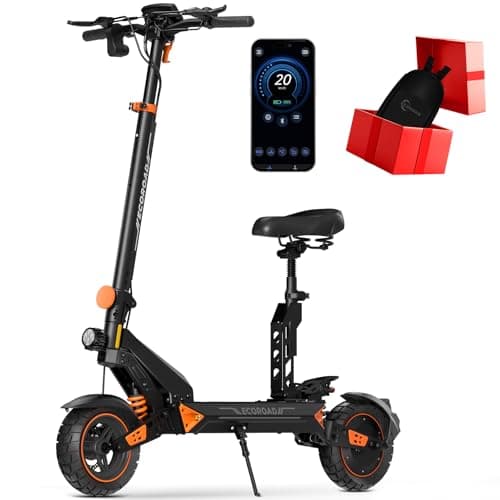 ECOROAD ET8 Electric Scooter, Powerful 1000W Motor & 32 MPH Max Speed, Electric Scooter Adults with 10" Off-Road Tires, 50 Miles Long Range, 4-Speed Modes & Cruise Control, Color Display(48V 20Ah)