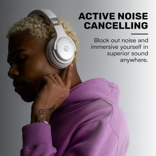 Raycon The Everyday Wireless Bluetooth Over Ear Headphones, with Active Noise Cancelling, Awareness Mode and Built in Microphone, IPX 4 Water Resistance, 40 Hours of Battery Life (Black) 4