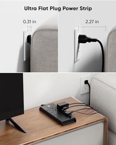 Surge Protector Power Strip 4800J, LeZone 10Ft Long Extension Cord Flat Plug, 12 Outlets 2 USB C 2 USB Ports, Wall Mountable, 20W Desk Charging Station, Black 3