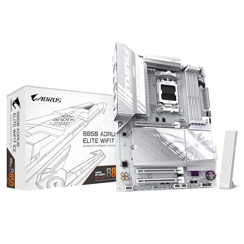 GIGABYTE B850 AORUS Elite WIFI7 Ice Motherboard - AMD Ryzen 9000 Series Processors, 12+2+1 Phase Digital VRM, up to 5200MHz DDR5 (OC), 1xPCIe 5.0 + 2xPCIe 4.0 M.2, LAN 2.5, WiFi 7, USB 3.2 Gen 2x2